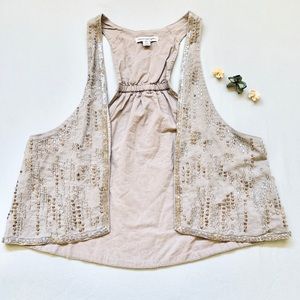 *LIKE NEW AE Gray Embellished Beaded Vest